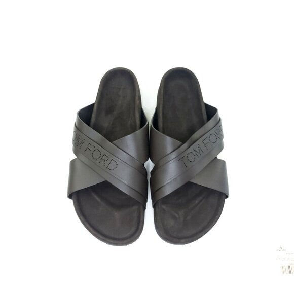 Tom Ford Wicklow Crossover Slider Sandal Brown Leather Mens US 8 main image 11